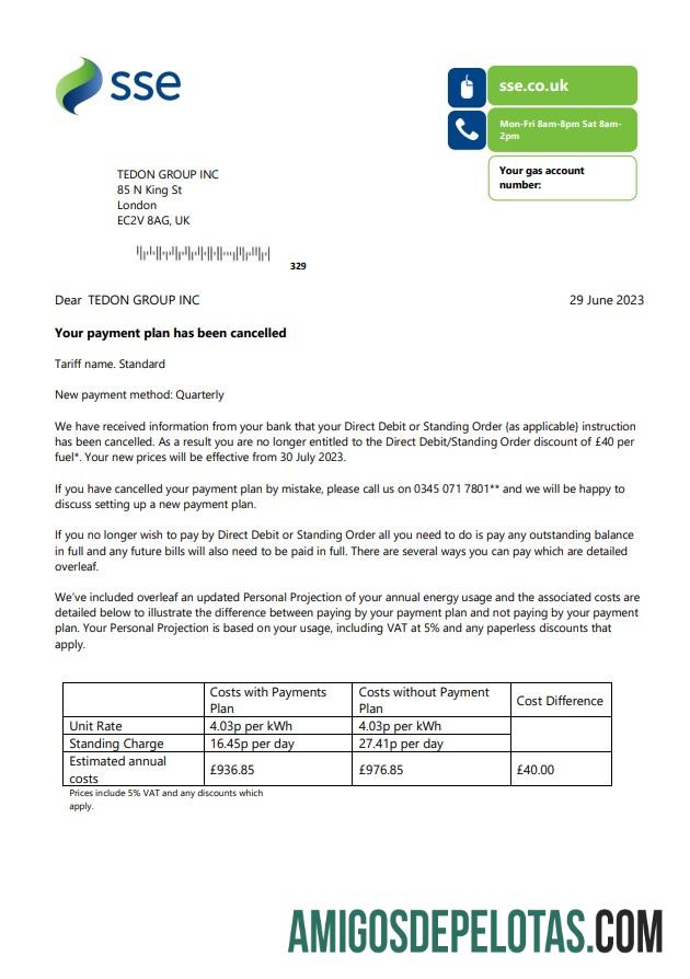 realista Projeto de lei comercial da concessionária de energia SSE, modelo Word e PDF, versão 1